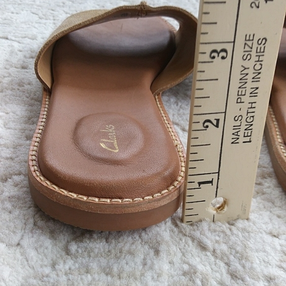Clarks Karsea Mule Slide Leather Suede Sandal 8.5M Light Tan Suede - Picture 10 of 10